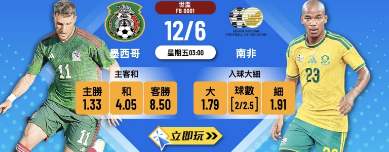 樂古娛樂波膽推介：墨西哥 vs 南非｜揭幕戰穩陣細盤先行